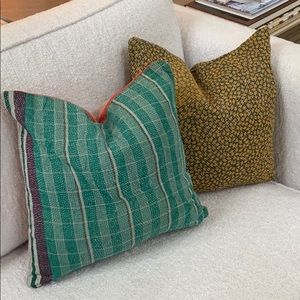 Two vintage kantha Indian pillowcases w/zipper